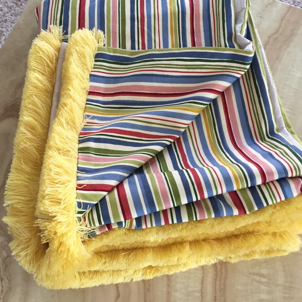 Decorative Throw, Reversible Multicolor Stripe & Silver 49x90